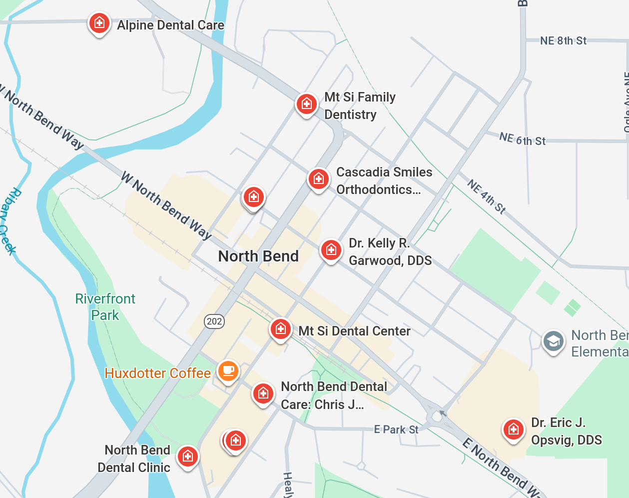 Downtown North Bend dental clinics.